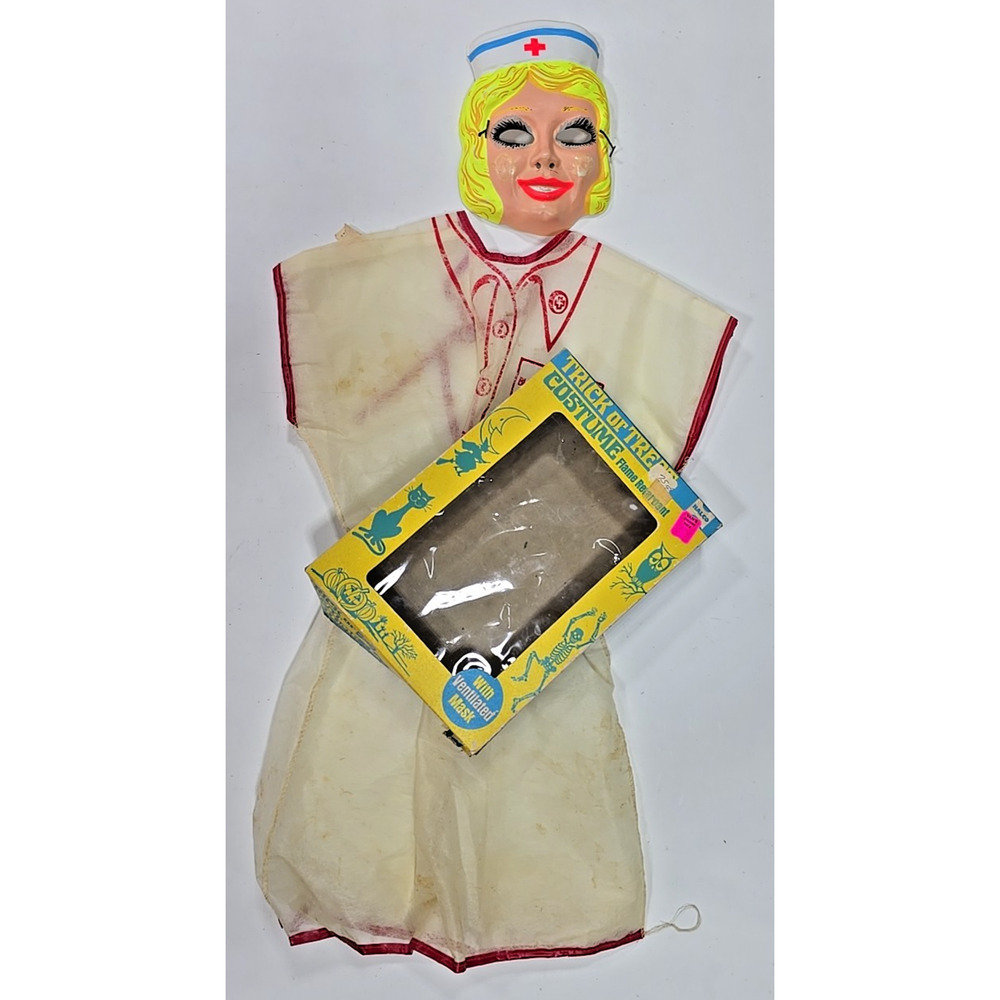 1960's Halco J. Halpern Co. Nurse Costume 1340 - Mask - Original Box U224